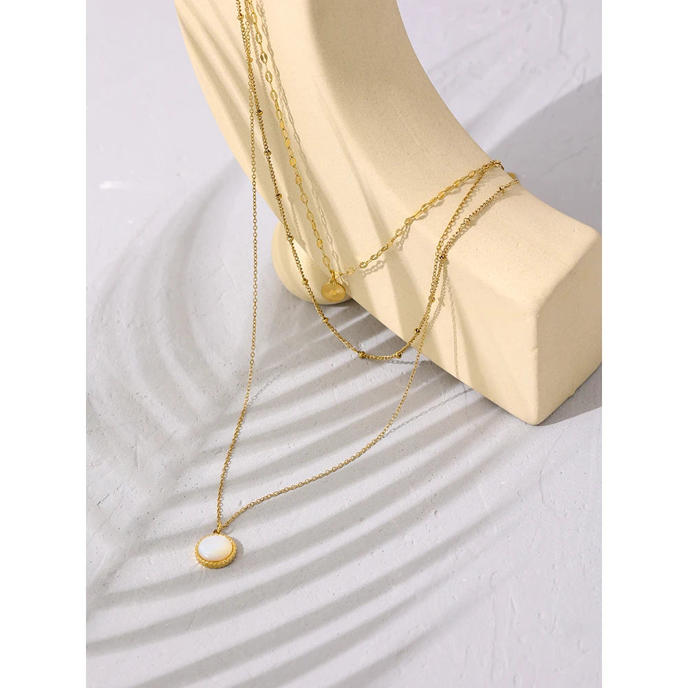 Textured Round Pendant Necklace | Gold & Silver-Tone