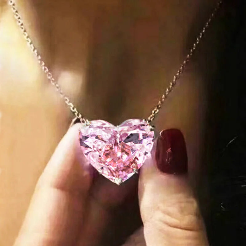 Statement Heart Cubic Zirconia Pendant Necklace