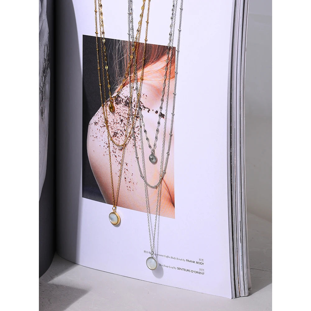 Textured Round Pendant Necklace | Gold & Silver-Tone
