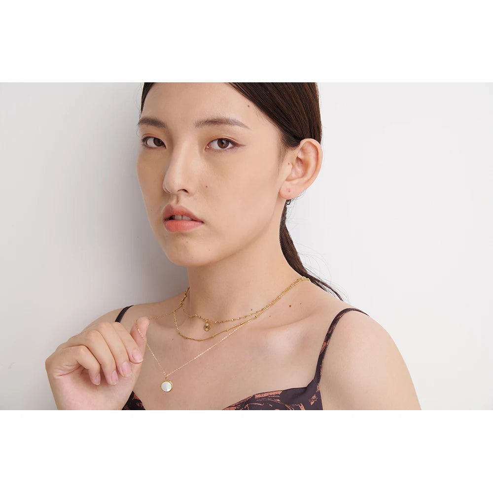 Textured Round Pendant Necklace | Gold & Silver-Tone