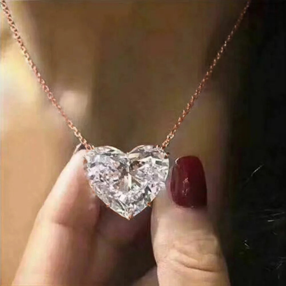 Statement Heart Cubic Zirconia Pendant Necklace
