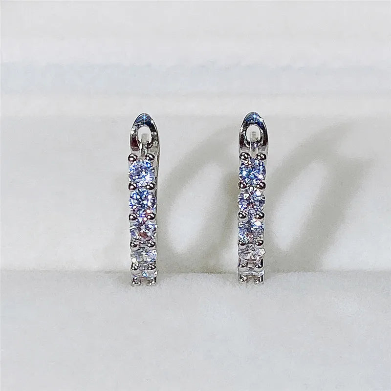Mini Cubic Zirconia Hoop Earrings | Silver-Tone