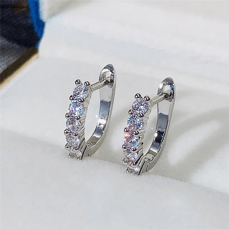 Mini Cubic Zirconia Hoop Earrings | Silver-Tone