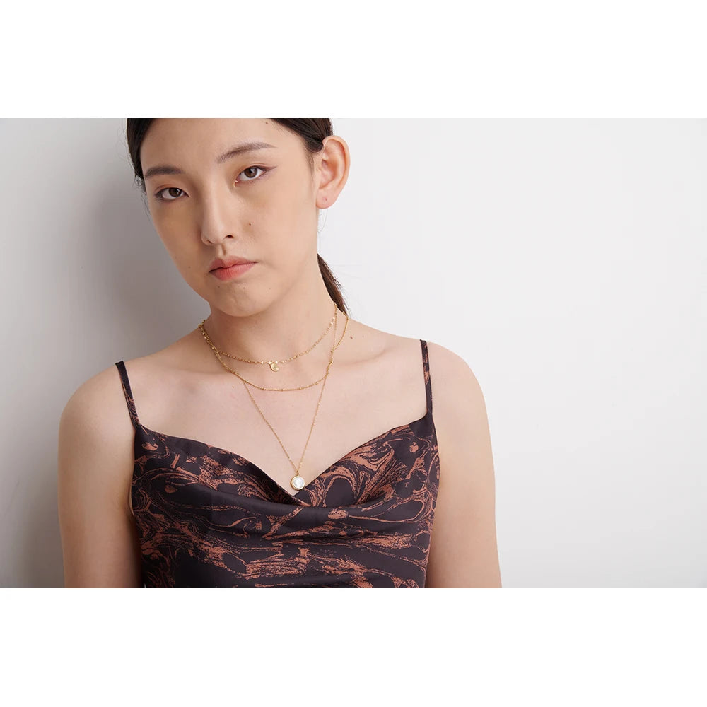 Textured Round Pendant Necklace | Gold & Silver-Tone