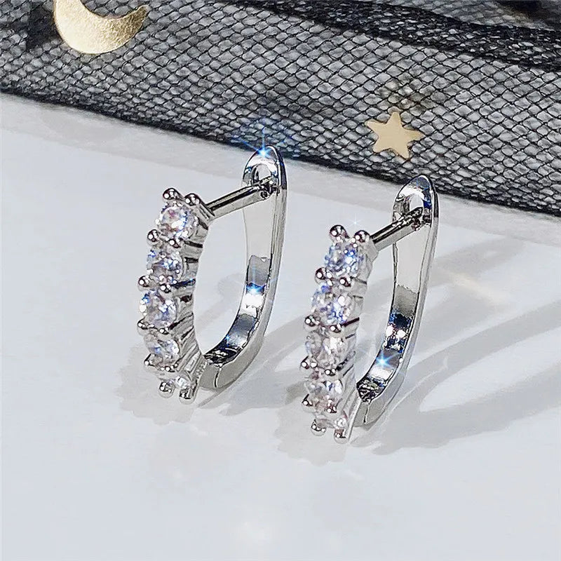 Mini Cubic Zirconia Hoop Earrings | Silver-Tone