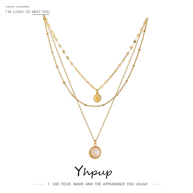 Textured Round Pendant Necklace | Gold & Silver-Tone
