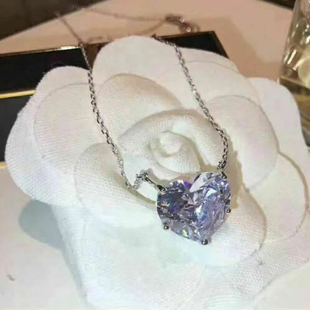 Statement Heart Cubic Zirconia Pendant Necklace