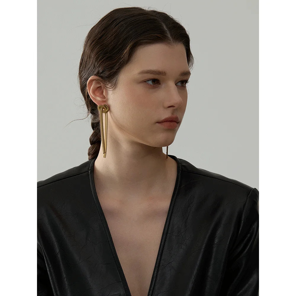 Snake-Chain Knot Tassel Earrings | Gold & Silver-Tone