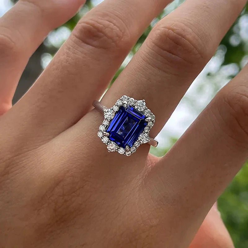 Blue Cubic Zirconia Statement Ring