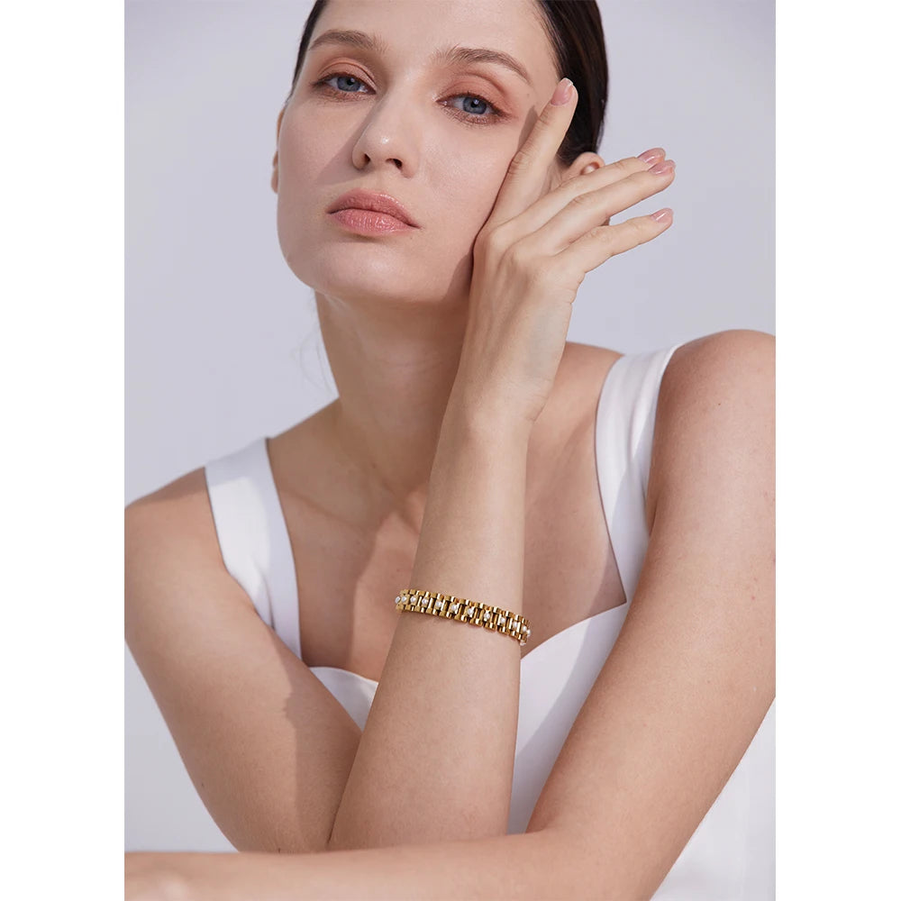 Pearl-Accent Cuban Chain Bracelet | Choice of Designs