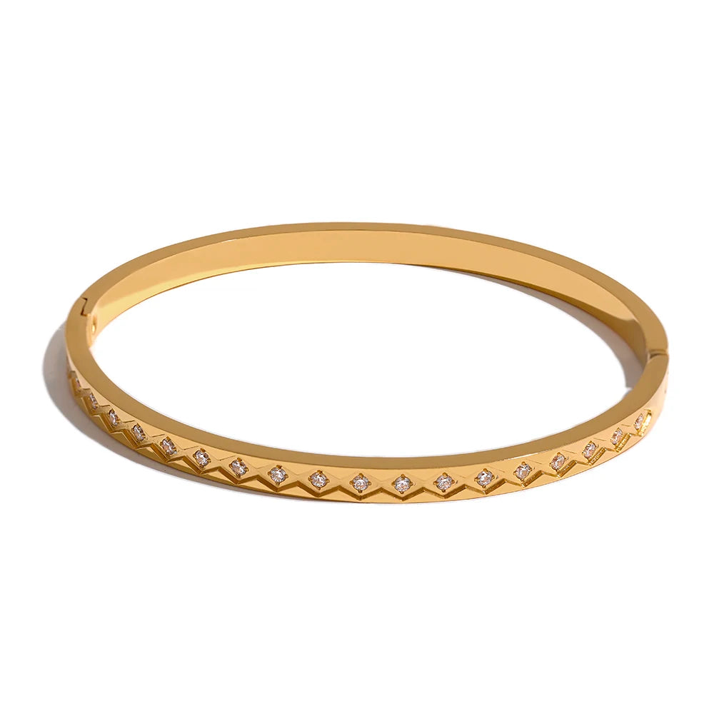 Cubic Zirconia Statement Bangle | Gold & Silver-Tone