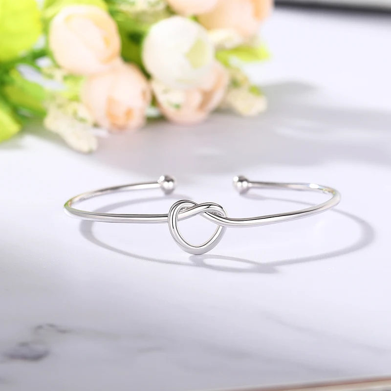Silver-Tone Knot Open Bangle