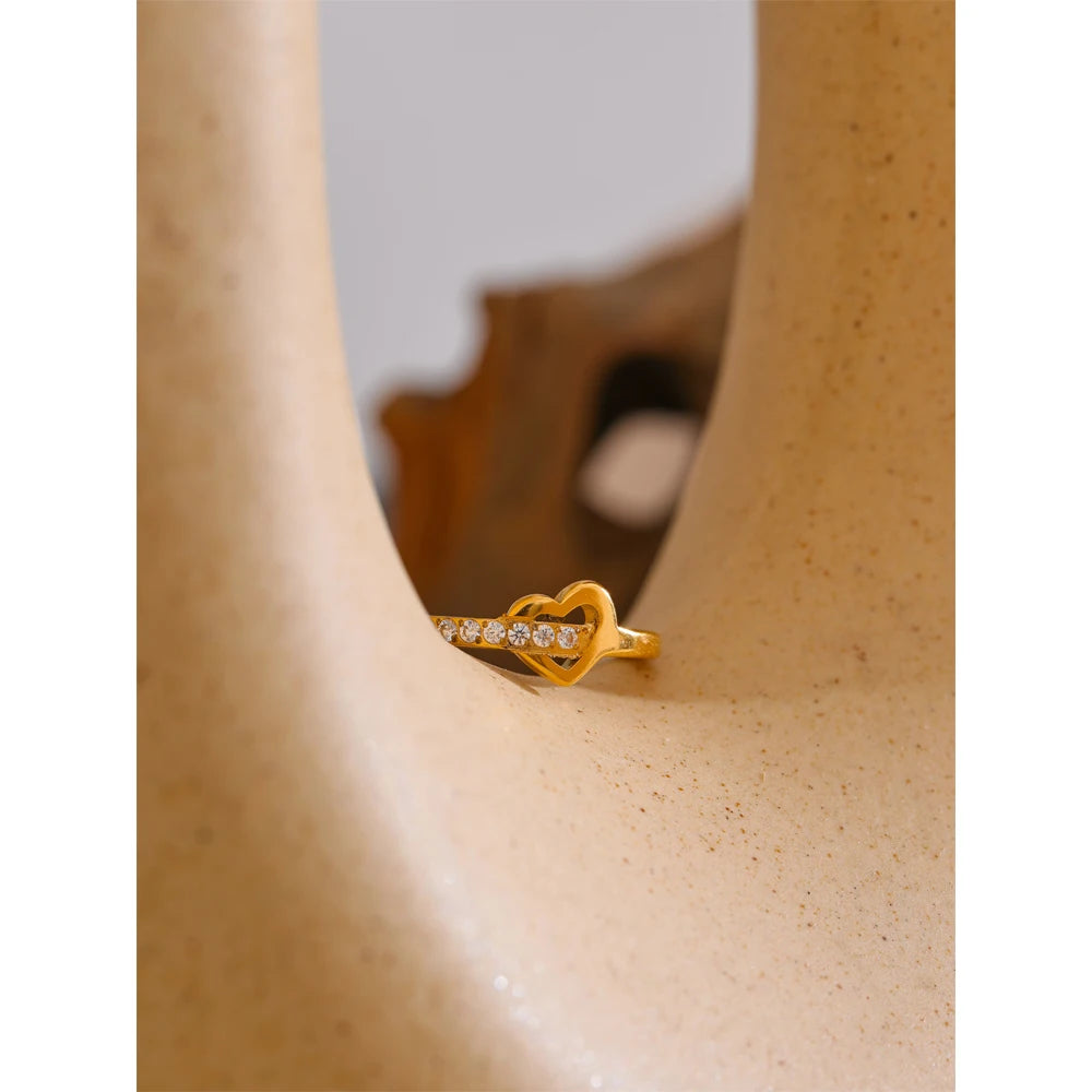 Heart & Cross Cubic Zirconia Ring | Gold & Silver-Tone