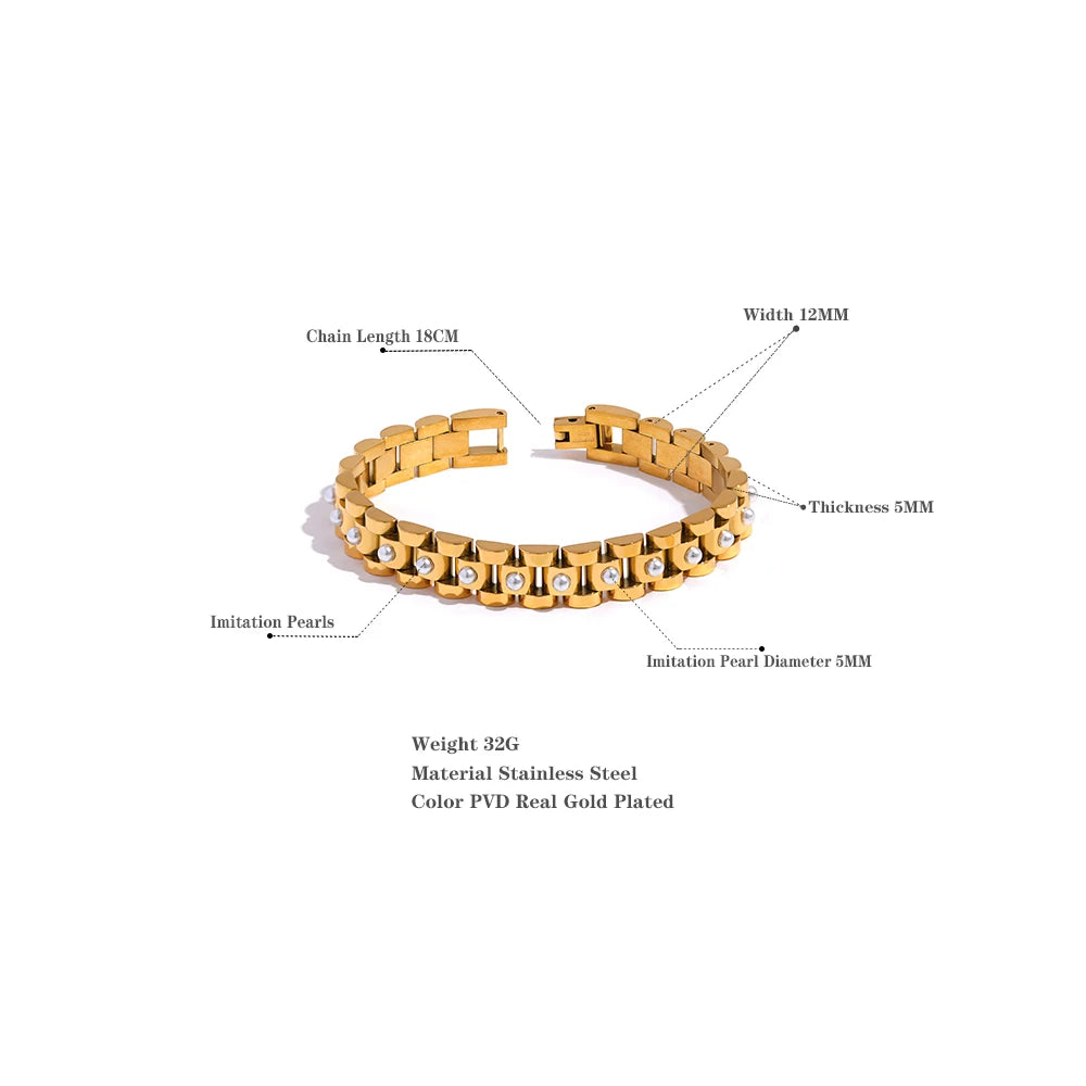Pearl-Accent Cuban Chain Bracelet | Choice of Designs