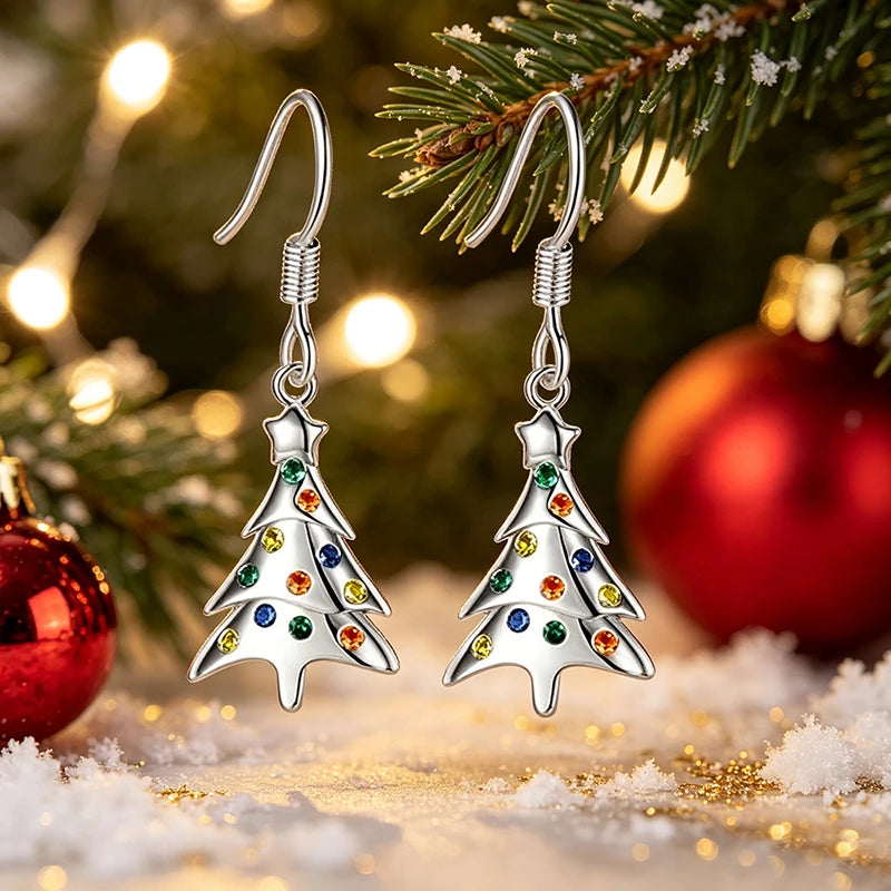 Multicolor Christmas Tree Dangle Earrings