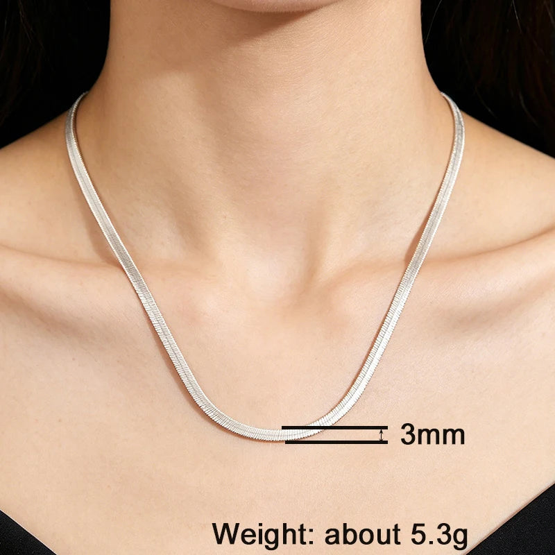 Smooth Snake Chain Necklace | Silver-Tone