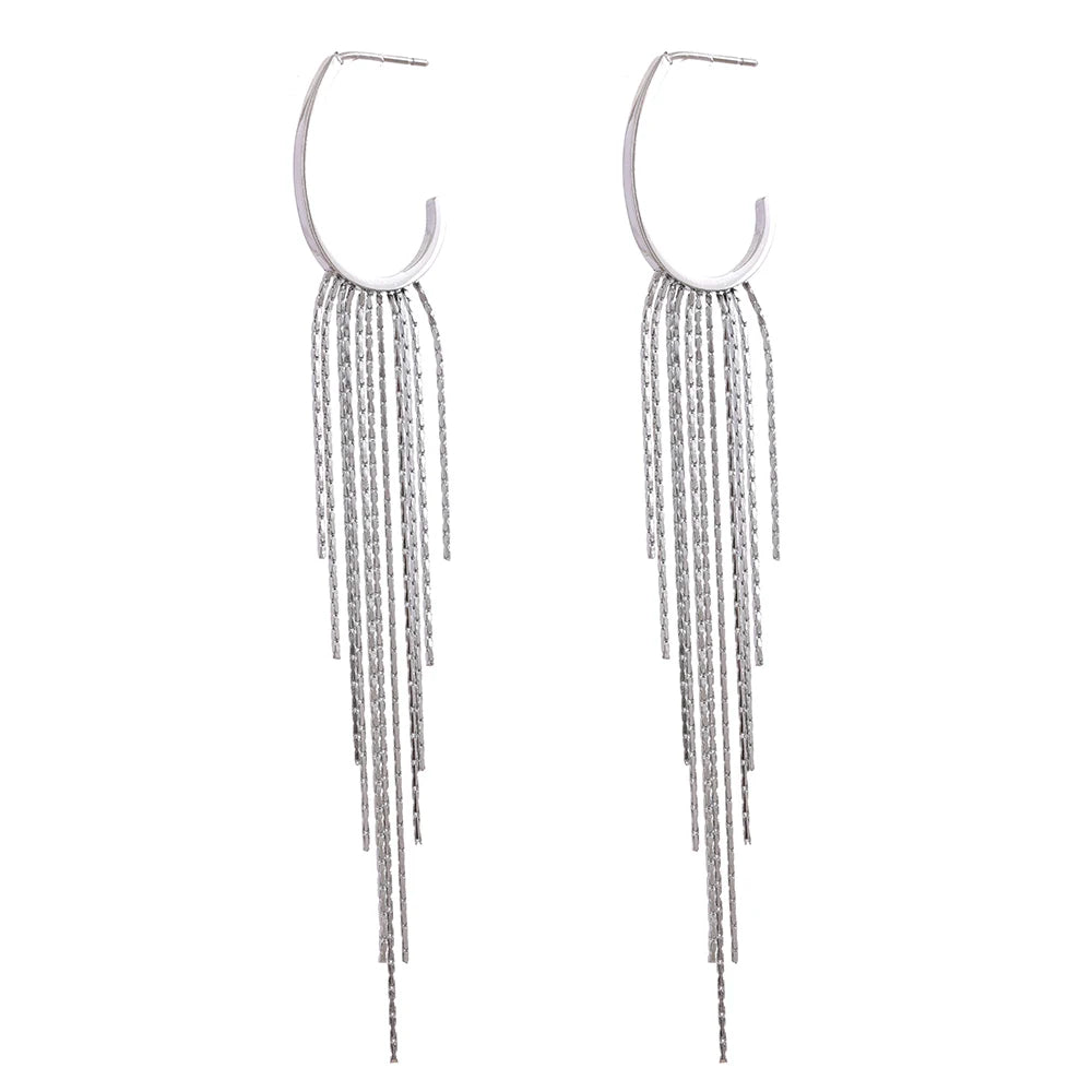 Elegant Long Tassel Earrings | Gold & Silver-Tone