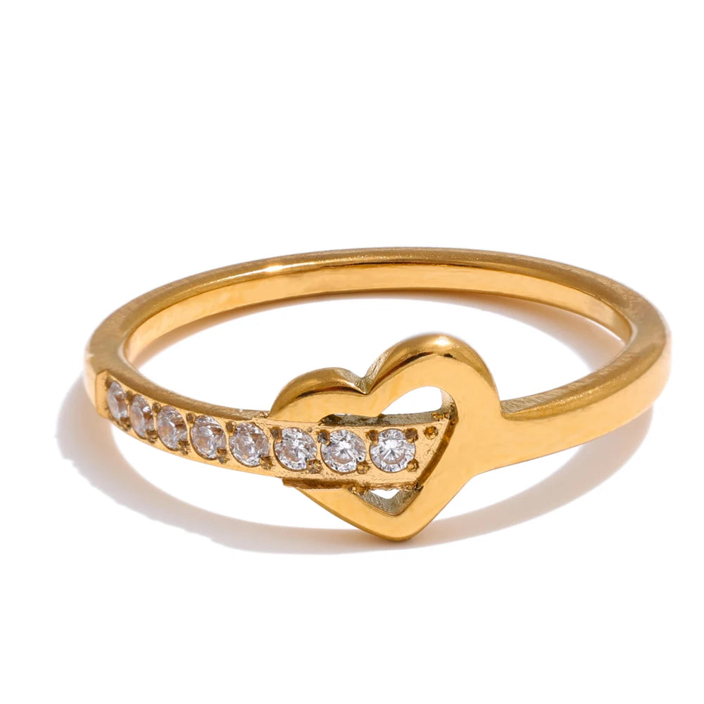 Heart & Cross Cubic Zirconia Ring | Gold & Silver-Tone
