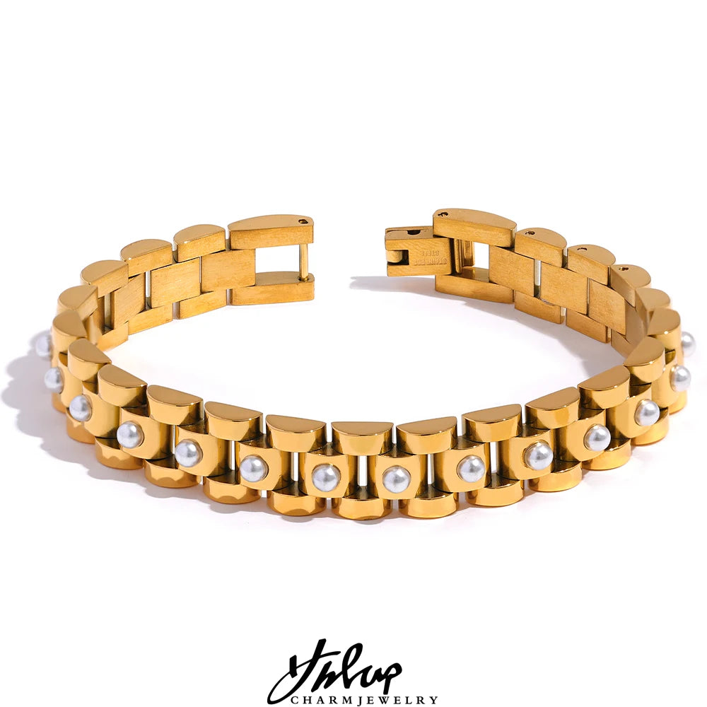 Pearl-Accent Cuban Chain Bracelet | Choice of Designs