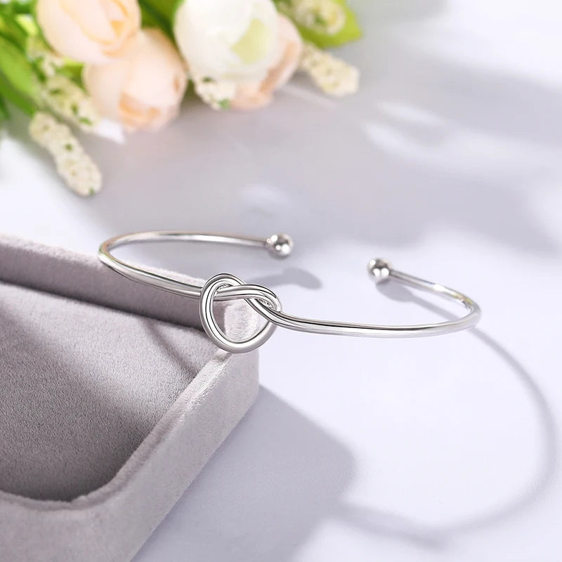 Silver-Tone Knot Open Bangle