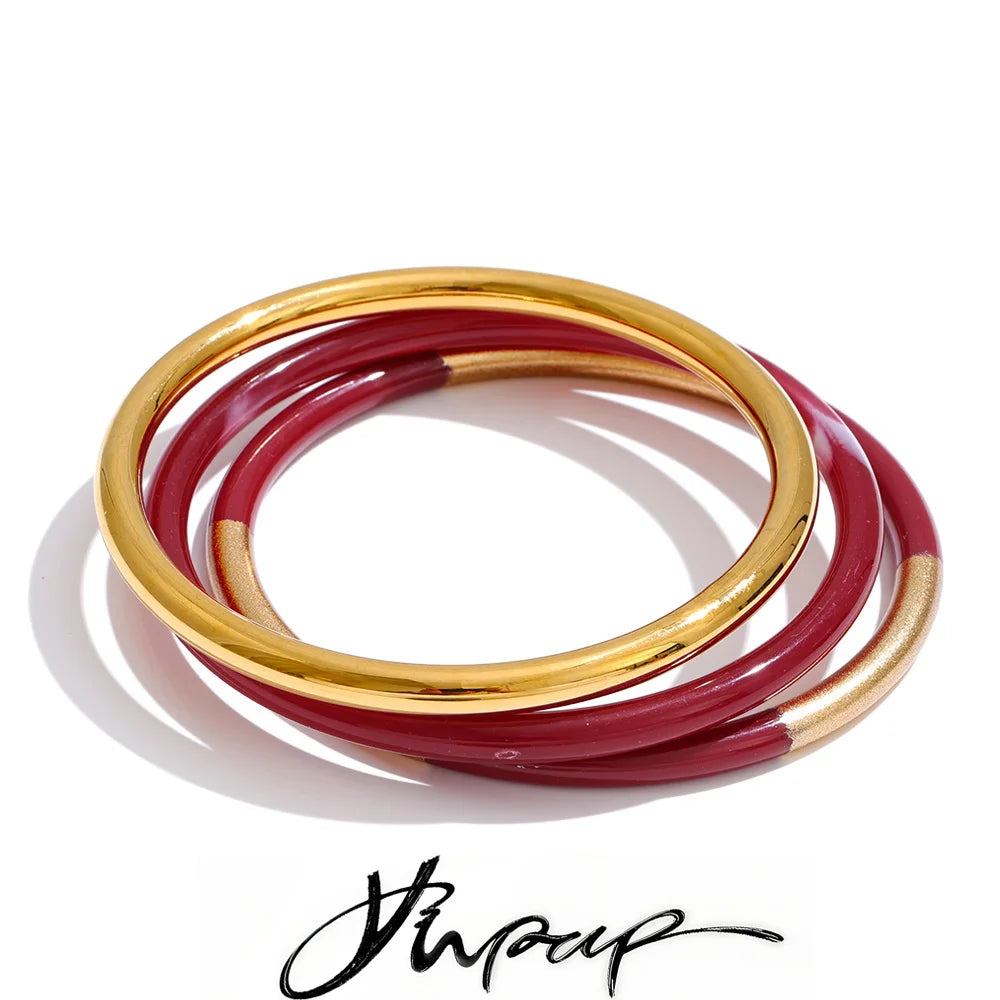 Colorful Resin-Accent Stacking Bangles | Choice of Colors
