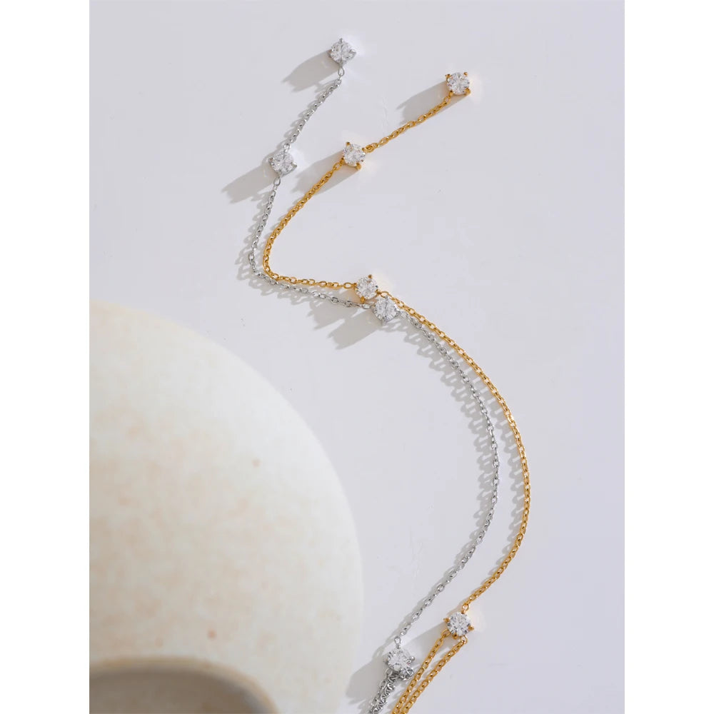 Cubic Zirconia Long Drop Necklace | Gold & Silver-Tone