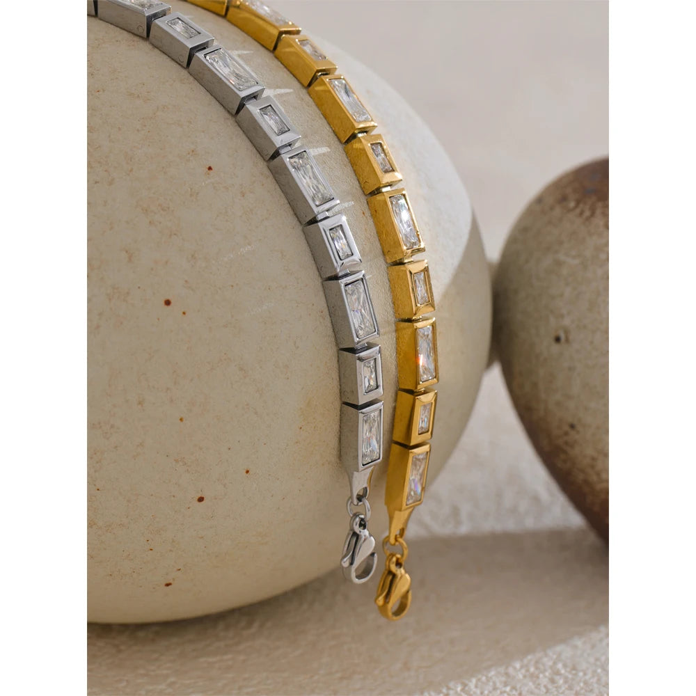 Sparkling Zirconia Bangle | Gold & Silver-Tone