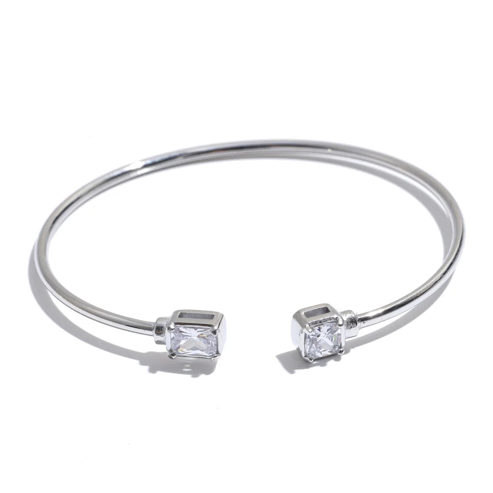 Heart & Square Zirconia Cuff Bracelet | Choice of Designs