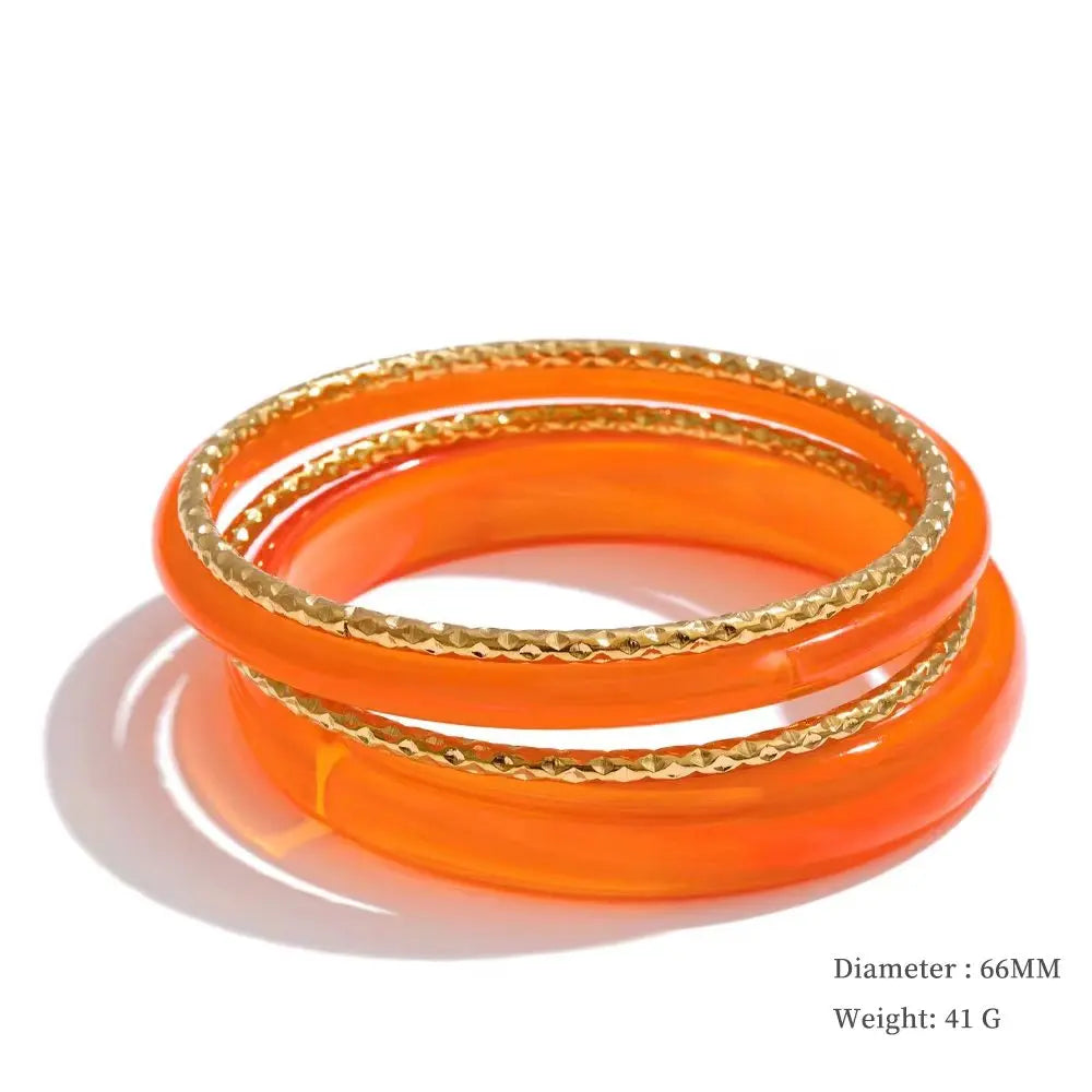 Colorful Resin-Accent Stacking Bangles | Choice of Colors
