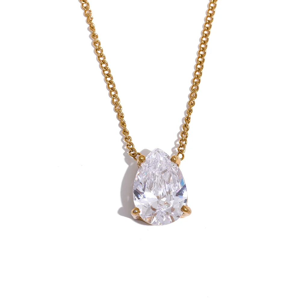 Teardrop Zirconia Necklace or Stud Earrings | Select Your Piece
