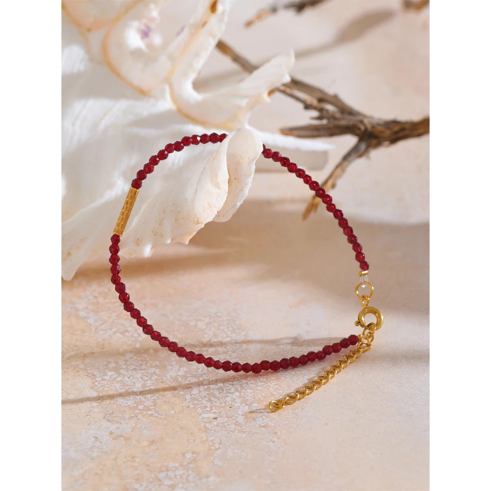 Red Crystal Beaded Bracelet | 20 cm