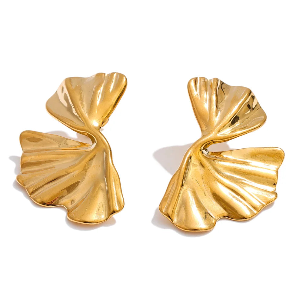 Sculpted Flower Stud Earrings | Gold & Silver-Tone