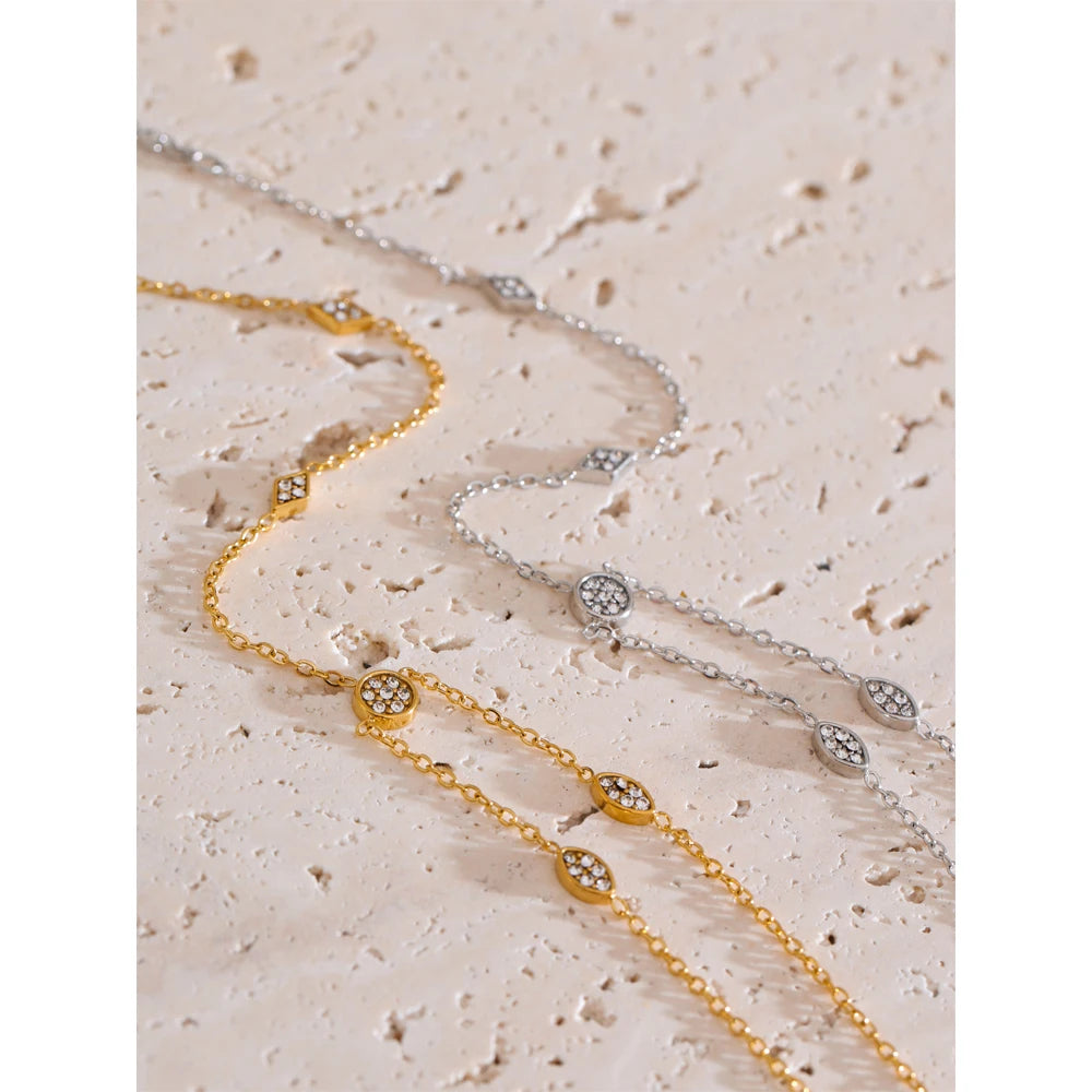 Cubic Zirconia Hand Chain Bracelet | Gold & Silver-Tone