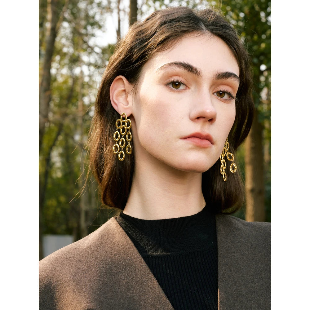 Sculptural Drop Dangle Earrings | Gold & Silver-Tone