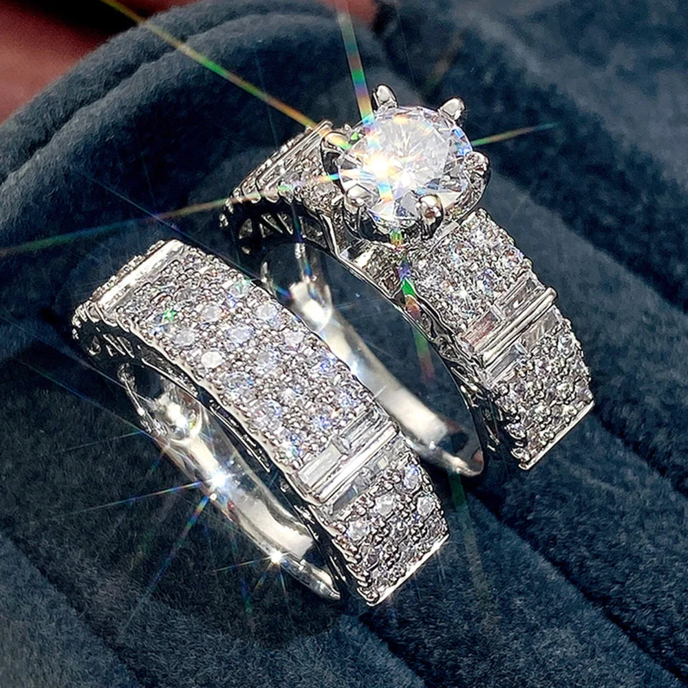 Double Stackable Cubic Zirconia Ring Set