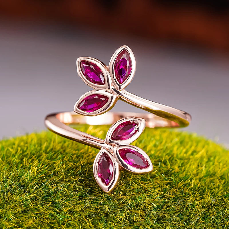 Rose Gold-Tone Floral Adjustable Ring
