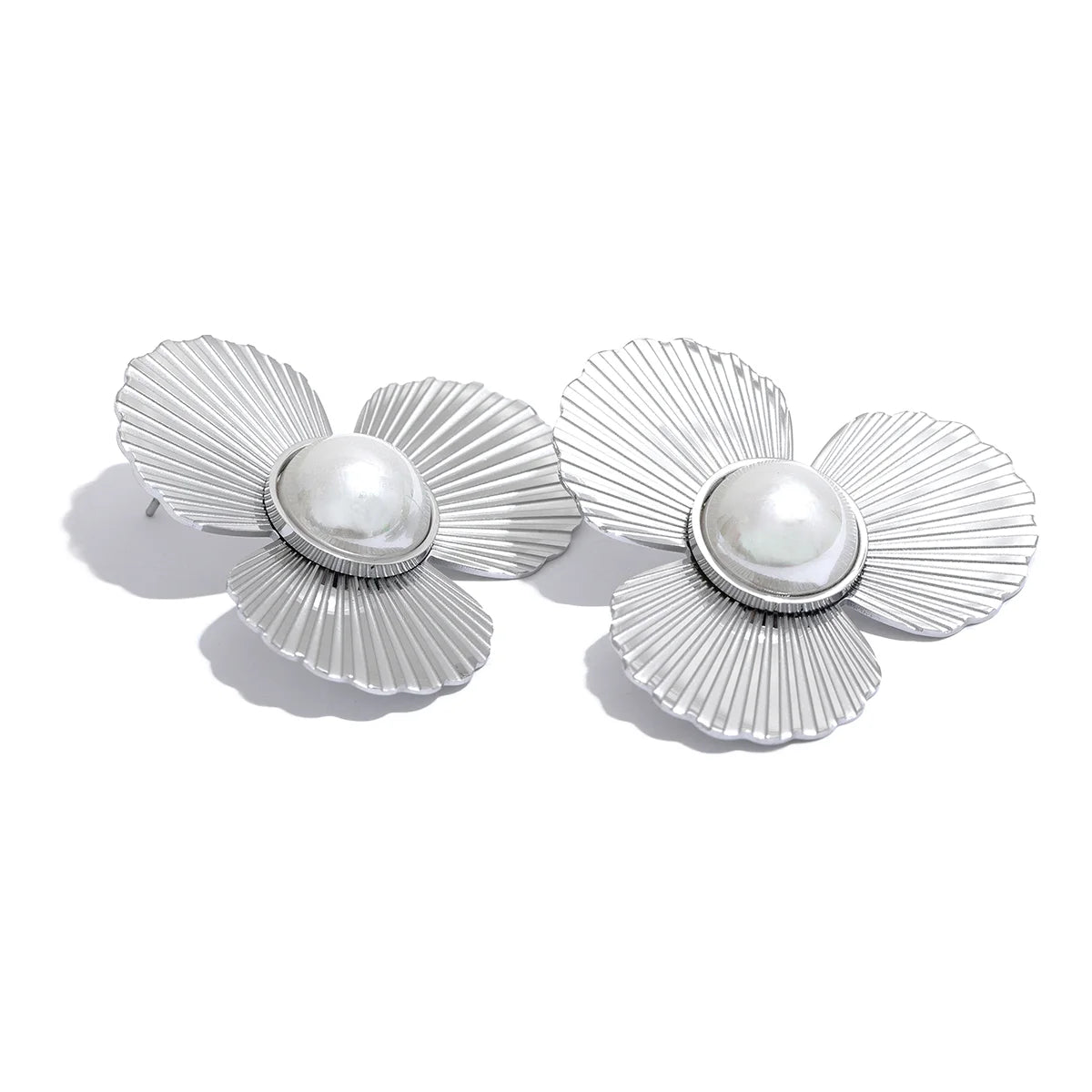 Fan-Shaped Pearl-Accent Statement Earrings | Choice of Designs