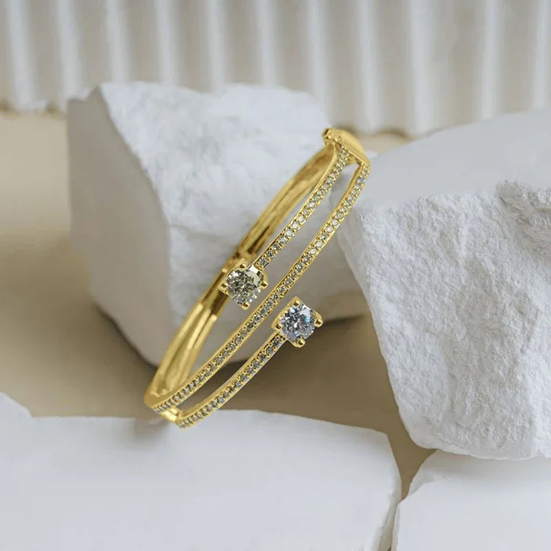 Triple-Layer Zirconia Statement Bangle