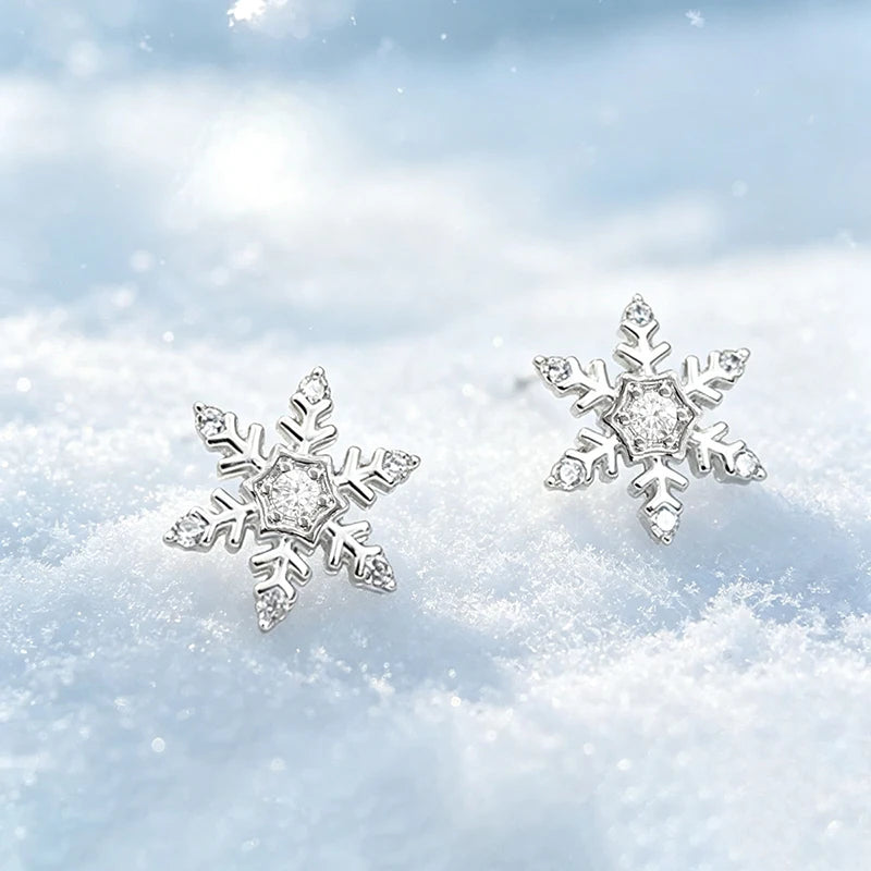 Crystal Snowflake Stud Earrings
