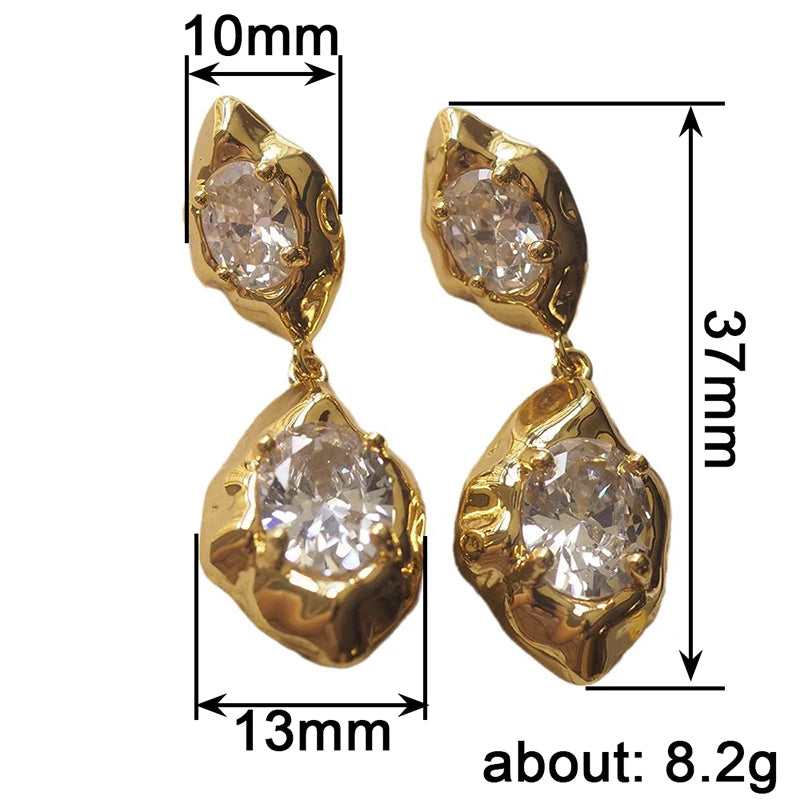 Gold-Tone Oval Cubic Zirconia Drop Earrings