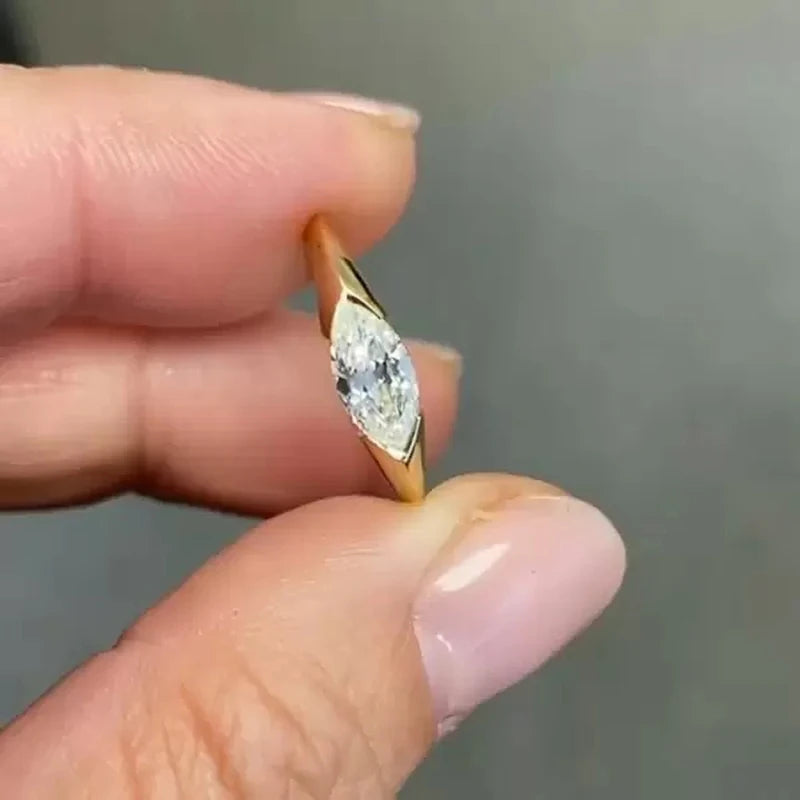 Marquise Cubic Zirconia Geometric Ring
