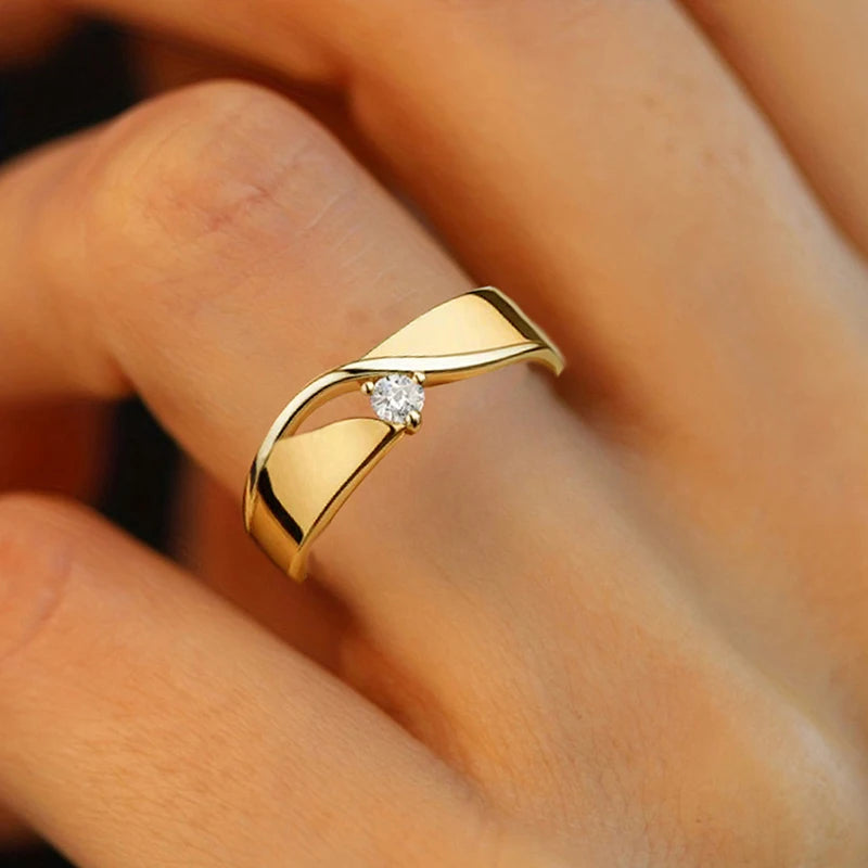 Twisted Band Cubic Zirconia Ring