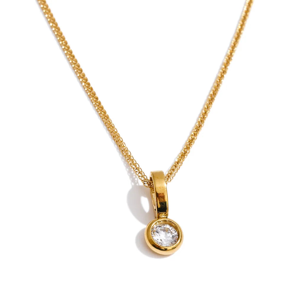 Petite CZ Pendant Necklace | Gold & Silver-Tone
