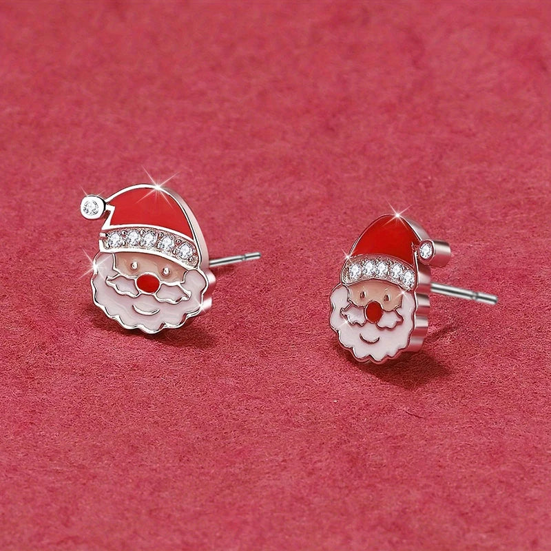 Santa Claus Red Enamel Stud Earrings