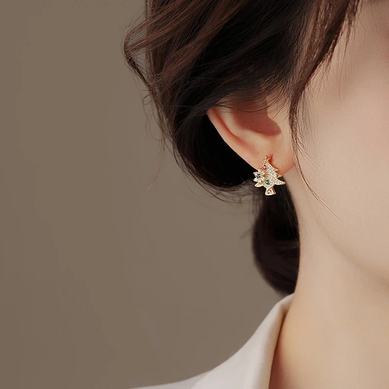 Colorful Christmas Tree Stud Earrings