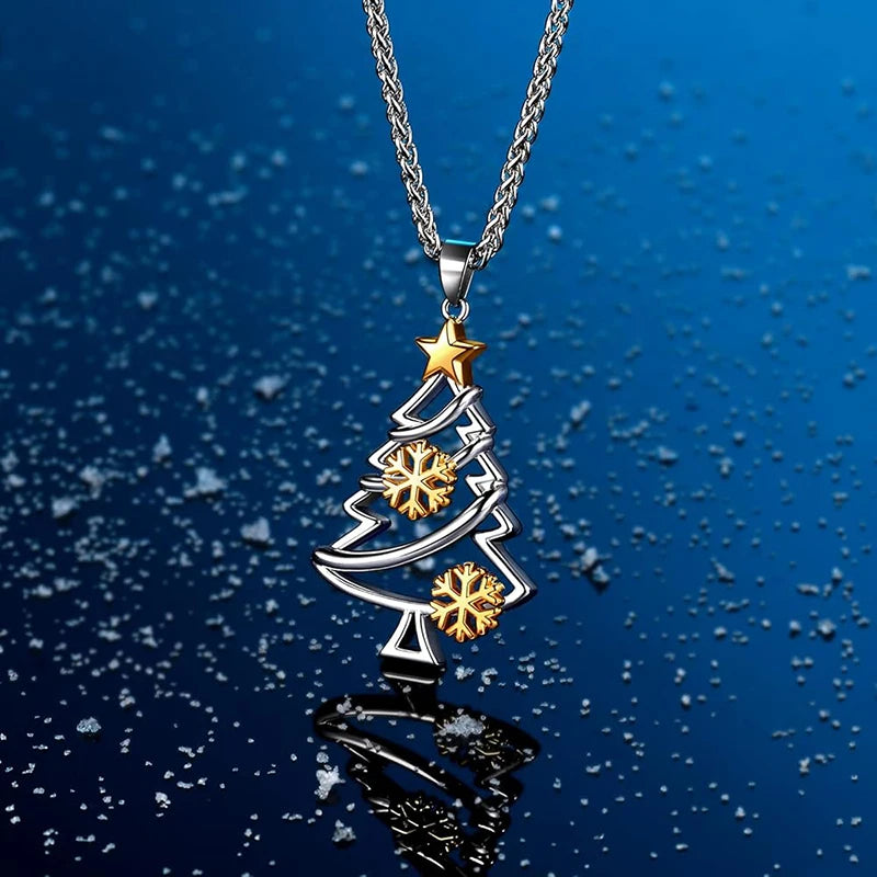 Two-Tone Christmas Tree Pendant Necklace | Festive Collection