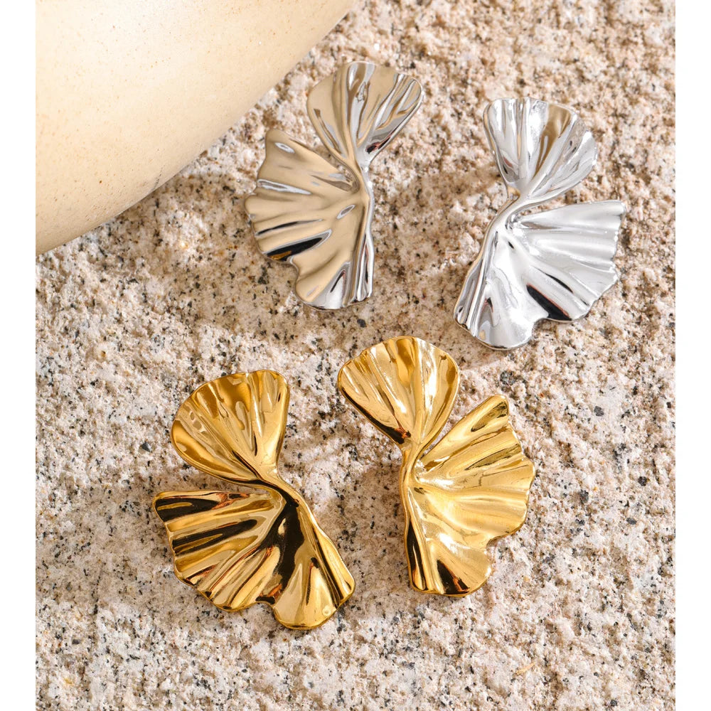 Sculpted Flower Stud Earrings | Gold & Silver-Tone