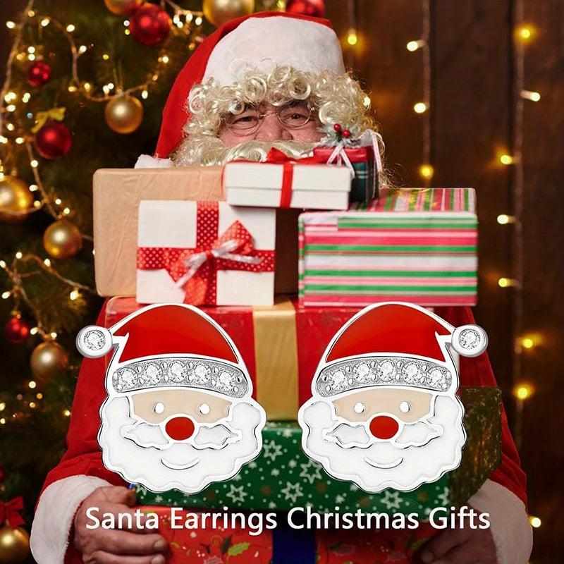 Santa Claus Red Enamel Stud Earrings