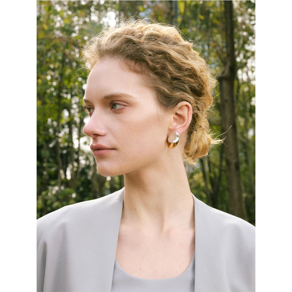 Two-Tone Geometric Stud Earrings | Modern Minimalist
