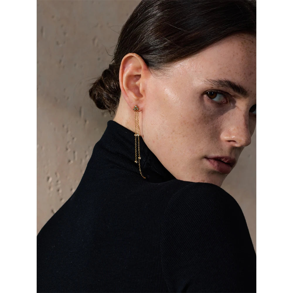 Zirconia Long Tassel Drop Earrings | Gold & Silver-Tone
